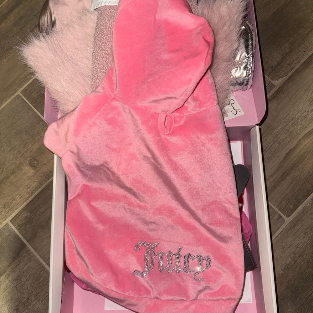 Juicy Couture Pink Velour Dog Hoodie